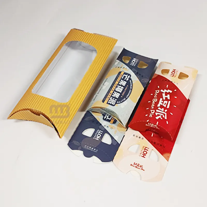 Geel Karton Shoarma Roll-Box Kartonnen Op Maat Bedrukte Afhaalverpakking Appelfruit Kussen Taartdoos