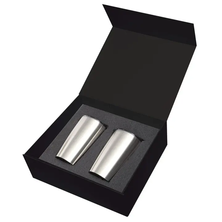 Embalaje de aceite de perfume liso personalizado para hombre, caja de regalo con logotipo estampado en oro negro, caja negra dorada magnética de lujo