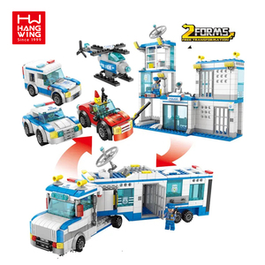HW City Police Headquarter <strong>Building</strong> <strong>Blocks</strong> Police <strong>Command</strong> Car Kids STEM Bricks Toys - Product Image 1