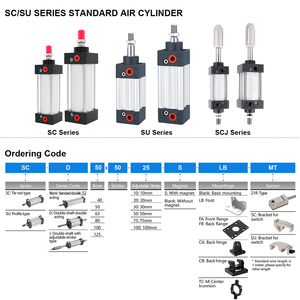 SC <strong>SU</strong> Series Long Stroke Aluminum Alloy Double Acting <strong>Pneumatic</strong> air <strong>Cylinder</strong>