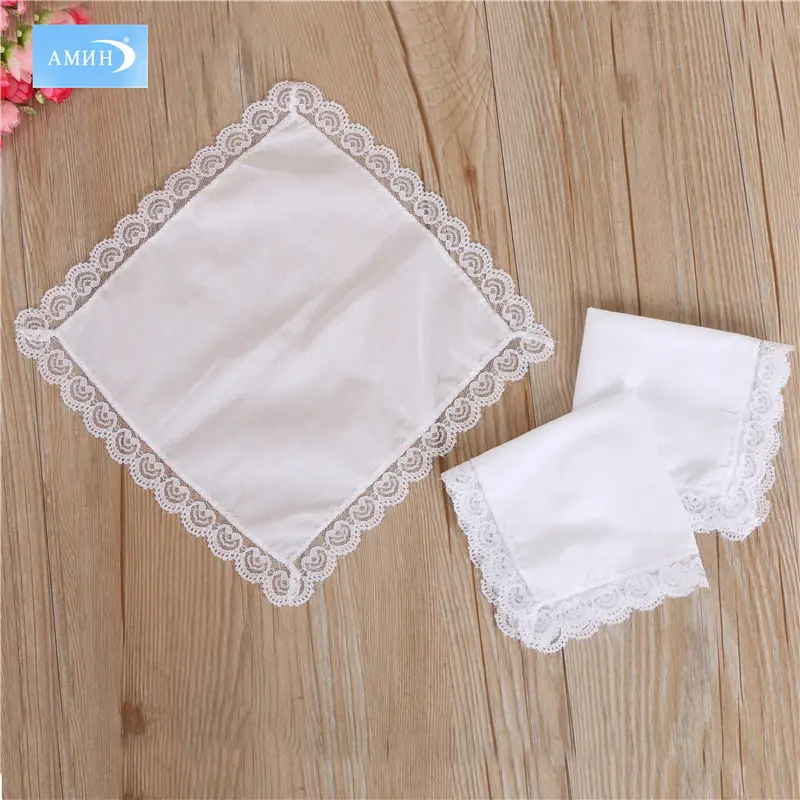 Ready to ShipIn StockFast DispatchWhite Lace Handkerchiefs Cotton Hankies Suitable For Embroidery Or Printing Women Wedding Holiday Gifts Handkerchief