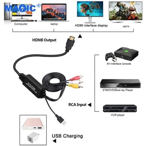 电缆常用附件3RCA CVBS复合音频视频至1080P HDMI RCA至HDMI转换器电缆AV至HDMI转换器