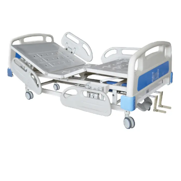 Foldable hospital nursing bed with remote control of lifting