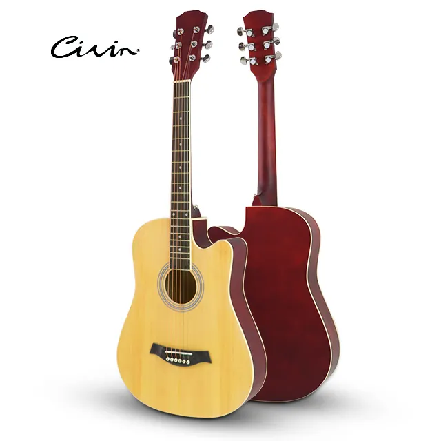 Hochwertige günstige Gitarren individuelles Saiteninstrument 38 Zoll natürliche matte solide Fichte-Oberseite hölzernes Schnittwerk Akustikgitarre