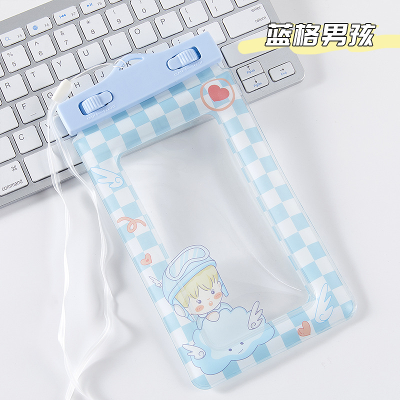 Chico de rejilla azul