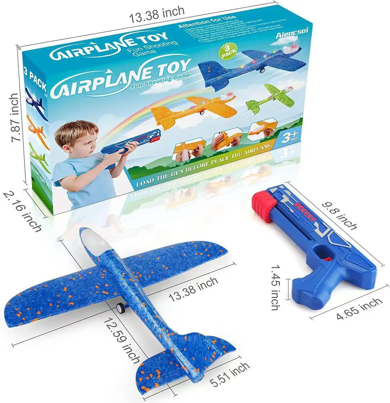 3パック飛行機ランチャーおもちゃフォームグライダーLedフライトモードカタパルト飛行機子供用アウトドアスポーツフライングおもちゃ
