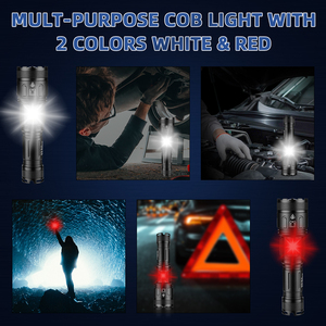 ไฟฉาย LED Lumen สูง500เมตร,ไฟฉายชาร์จ USB C 7โหมดไฟทำงาน COB พร้อมแบตเตอรี่ - Product Image 4
