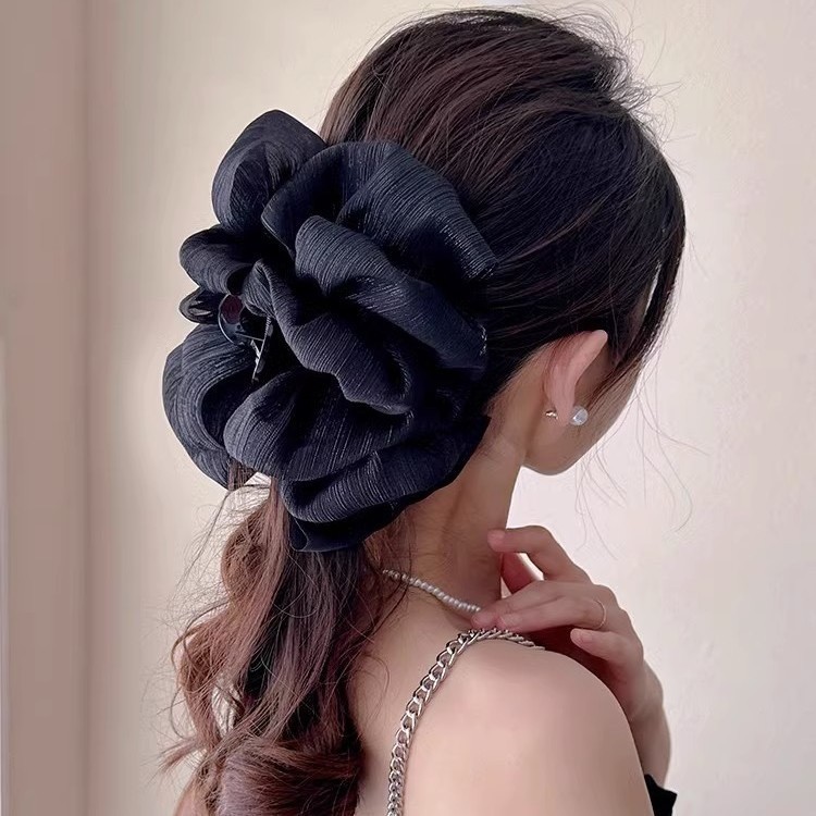 5 black brushed cloud hair clips