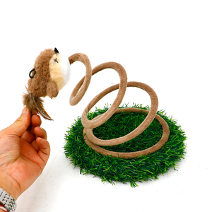 宠物猫玩具毛绒弹簧碟猫玩具鼠标螺旋线弹簧亚麻碟猫玩具 - Product Image 3