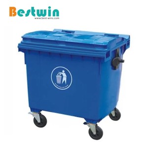 660L 1100L açık kamu toplu kapasite Janitorial çöp atık çöp tenekesi çöp tenekesi tekerlekli