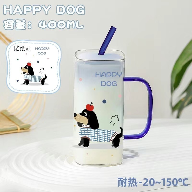 Saucisse chiot 400ml tasse simple + paille bleue