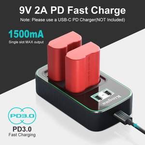 Kingma 9V 2A PD3.0インテリジェントLCDディスプレイUSB-C Nikon EN-EL15 ENEL15バッテリー充電器用デュアル急速充電器 - Product Image 4