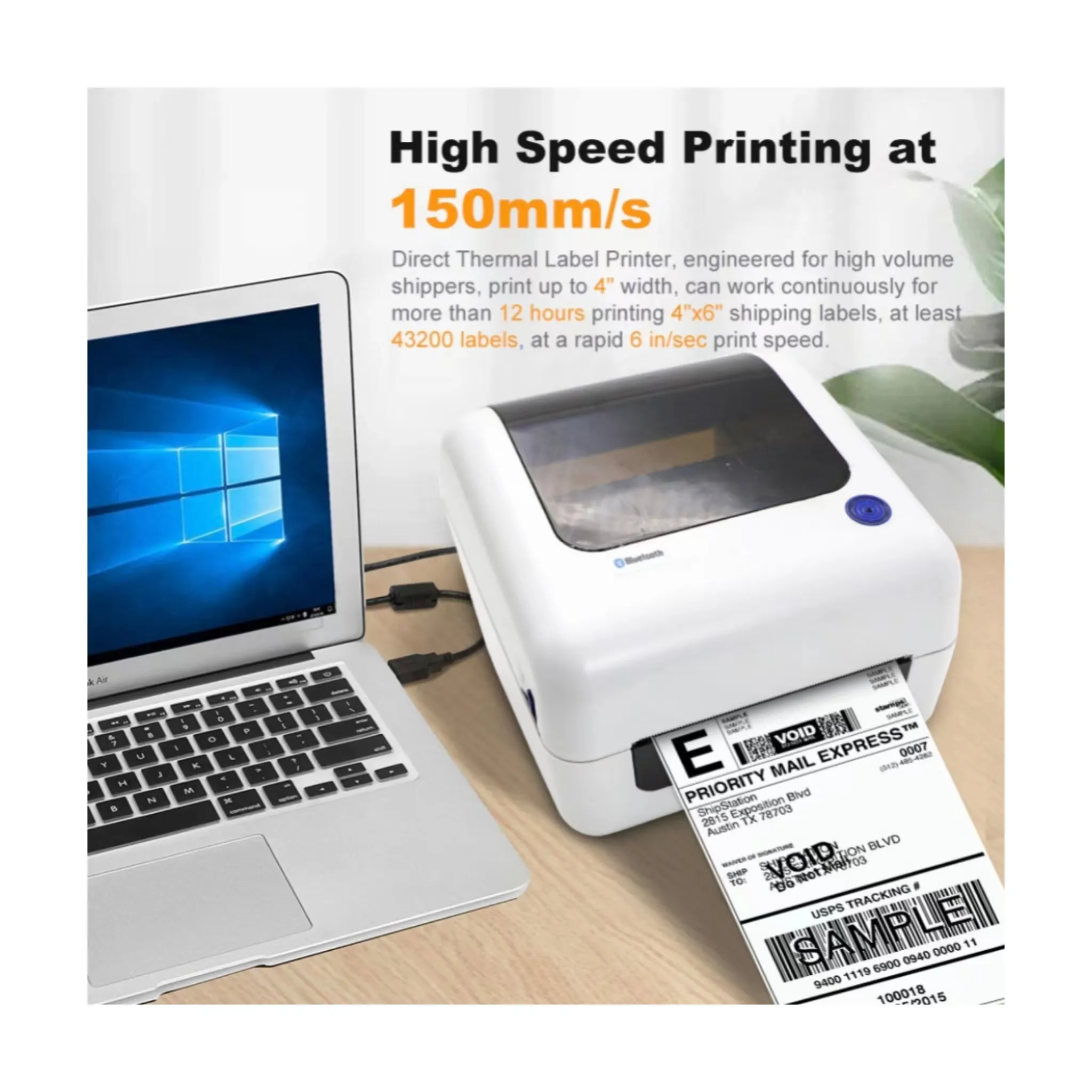 Aiyin 4x6 desktop etiqueta térmica etiqueta código de barras etiqueta transporte waybill impressora com papel grande bin para indústria expressa