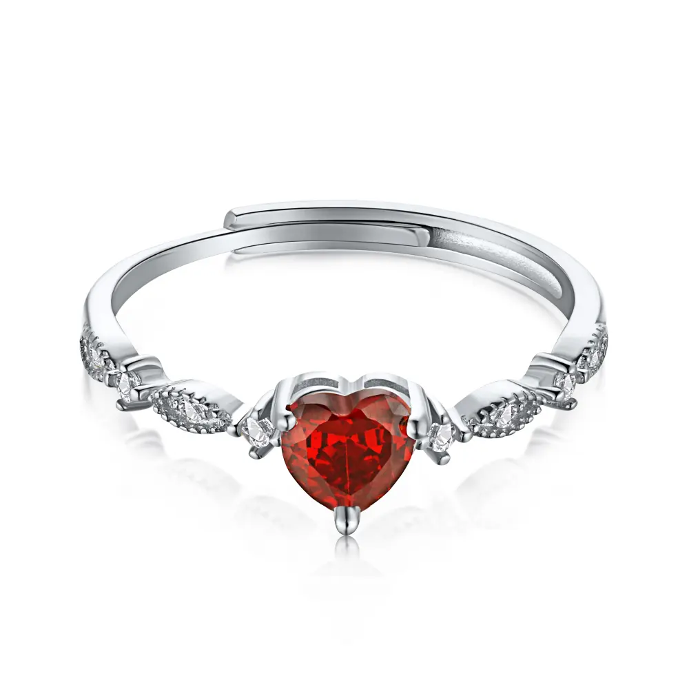 Dylam trendy style 925 Sterling Silver Heart Lab creato anello da promessa da donna in argento Sterling 925 rubino rosso per la festa