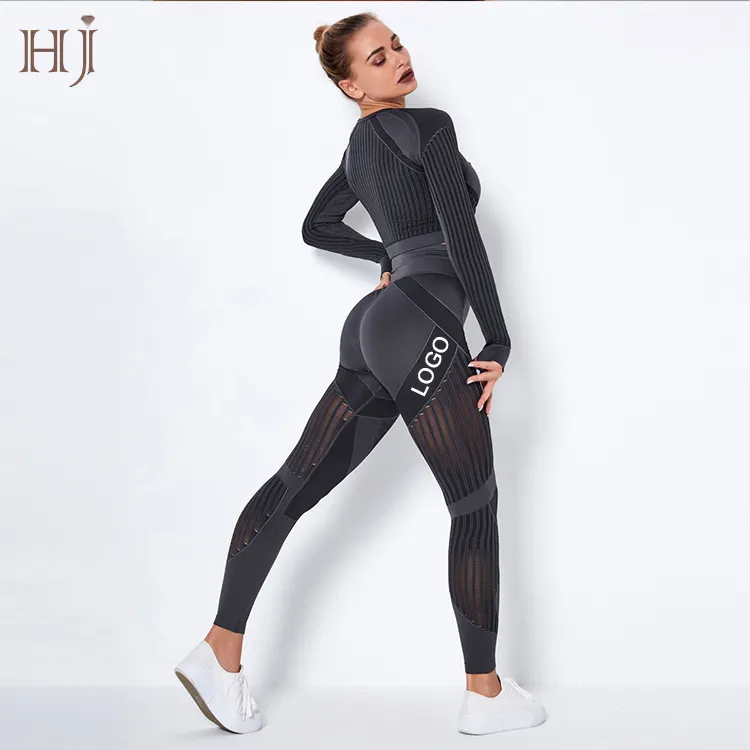 Bộ Đồ Tập Yoga Hai Mảnh Dành Cho Nữ, Quần Legging Tập Thể Dục Cạp Cao Khoét Lỗ Tay Dài