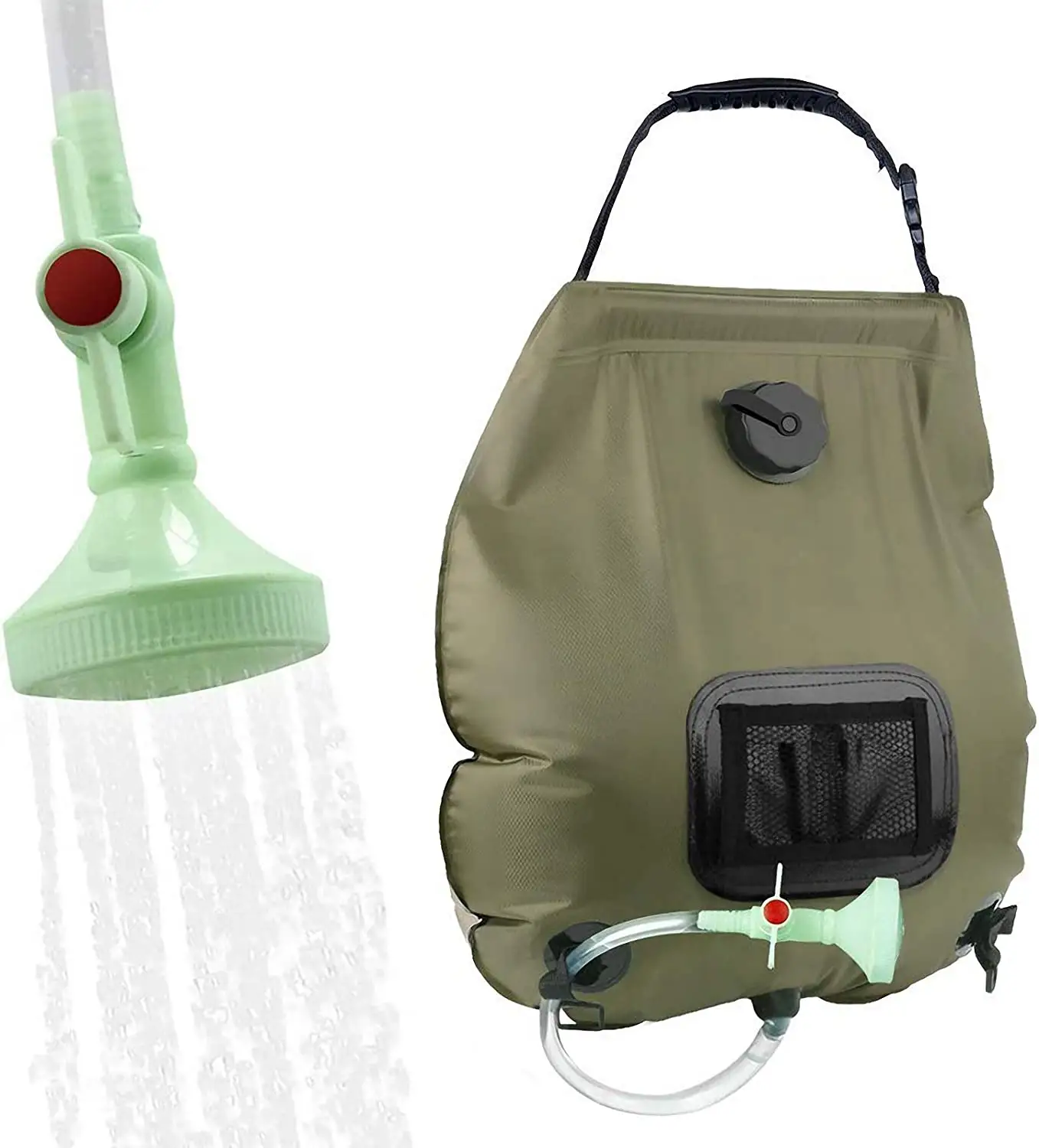Bolsas DE AGUA DE 20L para acampar al aire libre, senderismo, bolsa de ducha Solar, calefacción, ducha para acampar, escalada, bolsa de hidratación, manguera, cabezal de ducha conmutable