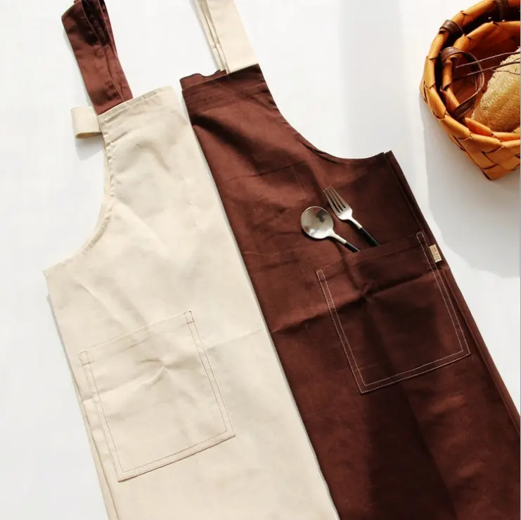 Avental unissex de lona, avental de cozinha grossa para homens e mulheres, uniforme de trabalho para barbeiro e churrasco, 2022