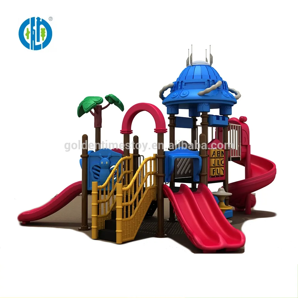 Funny style outdoor play ground for children long plastic slide miracle playground equipment parts