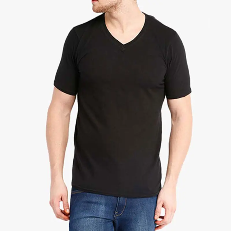 Camiseta masculina de algodão, pescoço em v, linha verão, 100