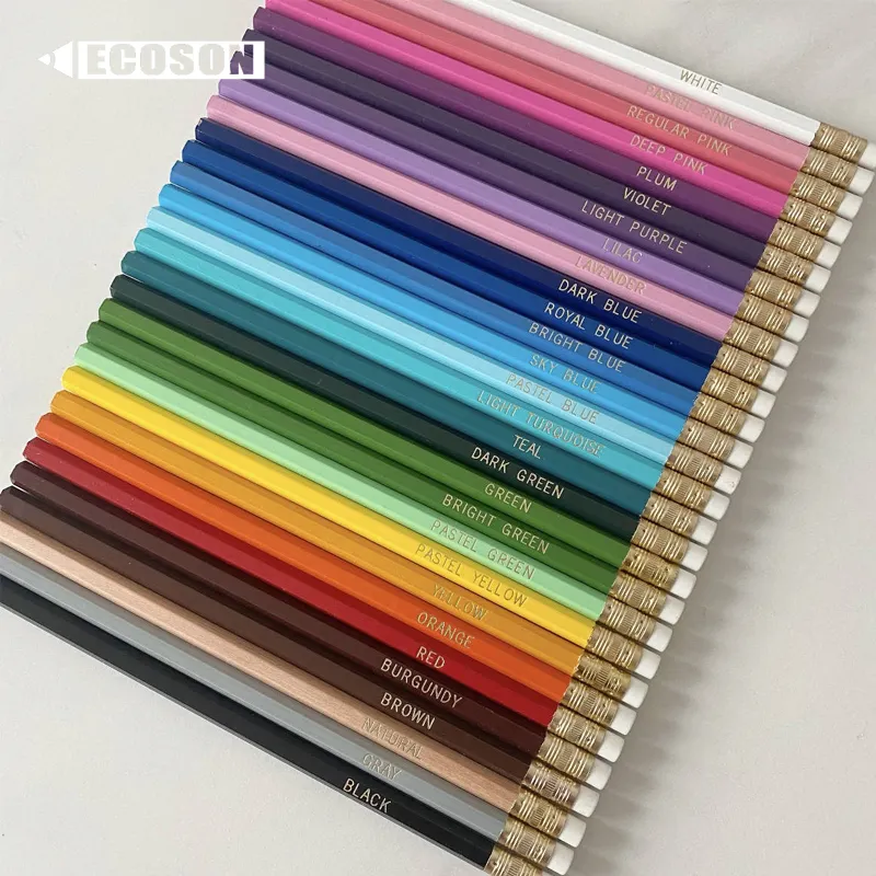 7.5 "HB Hexagonal Persionalize Customizable Colors Wooden HB Standard Pencils with Eraser Wholesale Custom Logo