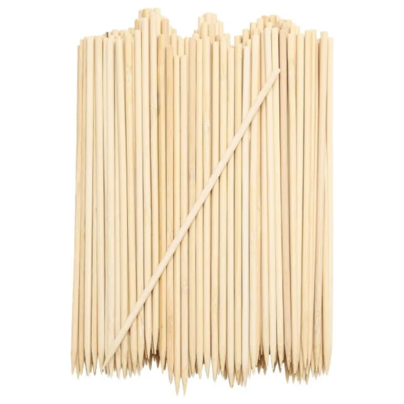 Bâtonnets en bois de bambou naturel de 14 pouces, brochettes standard pour barbecue, brochettes de fruits pour barbecue