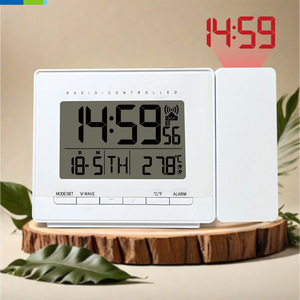 Reloj electrónico con pantalla digital de plástico controlado por radio para sala de estar con proyección de humedad y temperatura de visualización de tiempo - Product Image 2