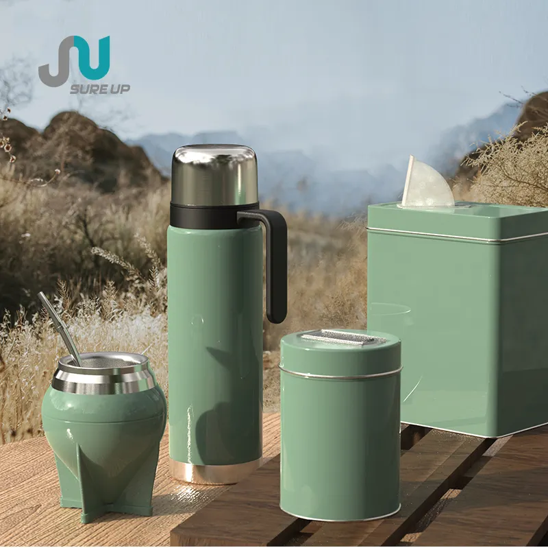 Parede dupla Aço Inoxidável termo de água Yerbamate Cup And Tea Caddy Suit Tazas De Viaje Personalizadas Para Viagens Domésticas