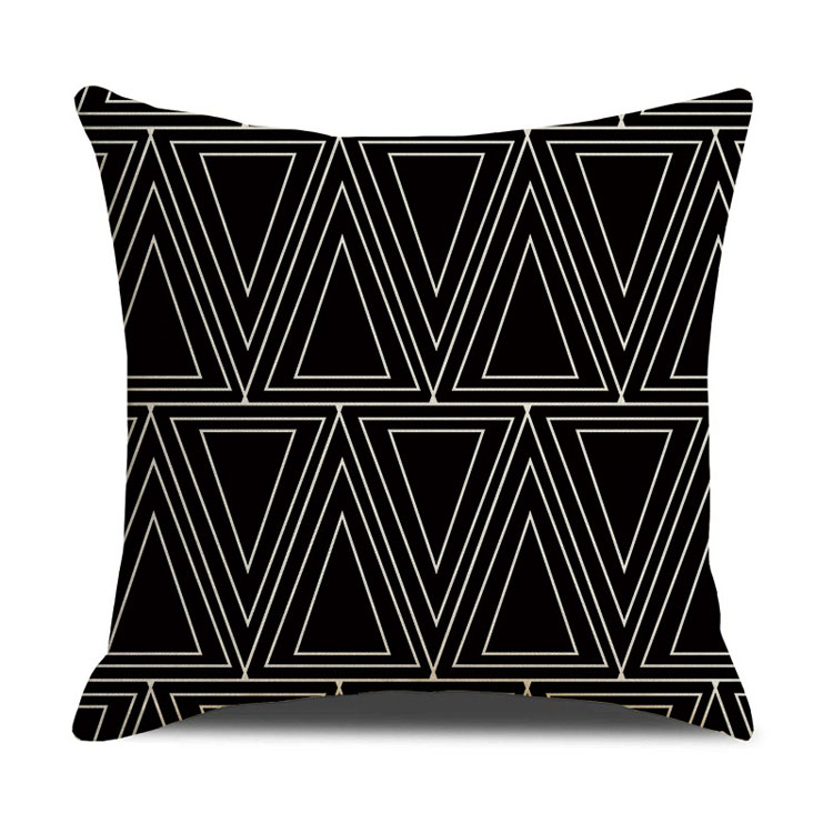 Popular Style Classic Geometric Custom Digital Print Pillowcase Linen Cushion Cover