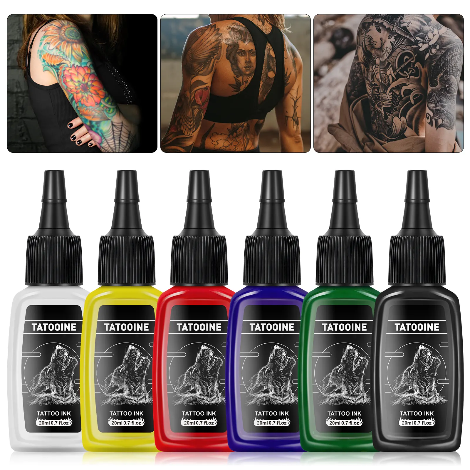 Inofensivo Tinta De Tatuagem OEM Fácil Colorir Tatuagem Suprimentos Tinta 6 Cores 20ml de Alta Qualidade Tatuagem De Tinta Para Longo Tempo Durável