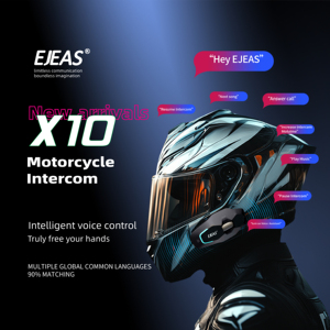 EJEAS X10 Motocicleta Malla Grupo Intercomunicador Casco Bluetooth Auriculares 6 Riders 2 vías inalámbrico moto intercomunicador Sistema de auriculares