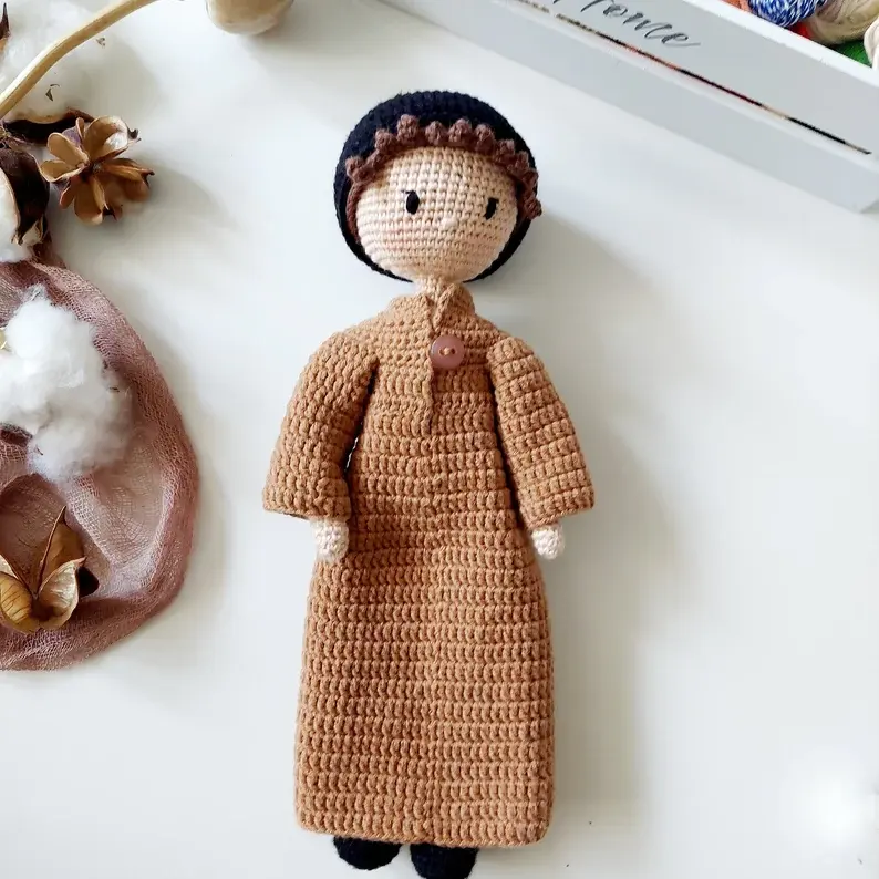 LEVIN Custom islamic doll Amigurumi Crochet Muslim Thobe Kaftan Baby Boy Toy, Male Doll