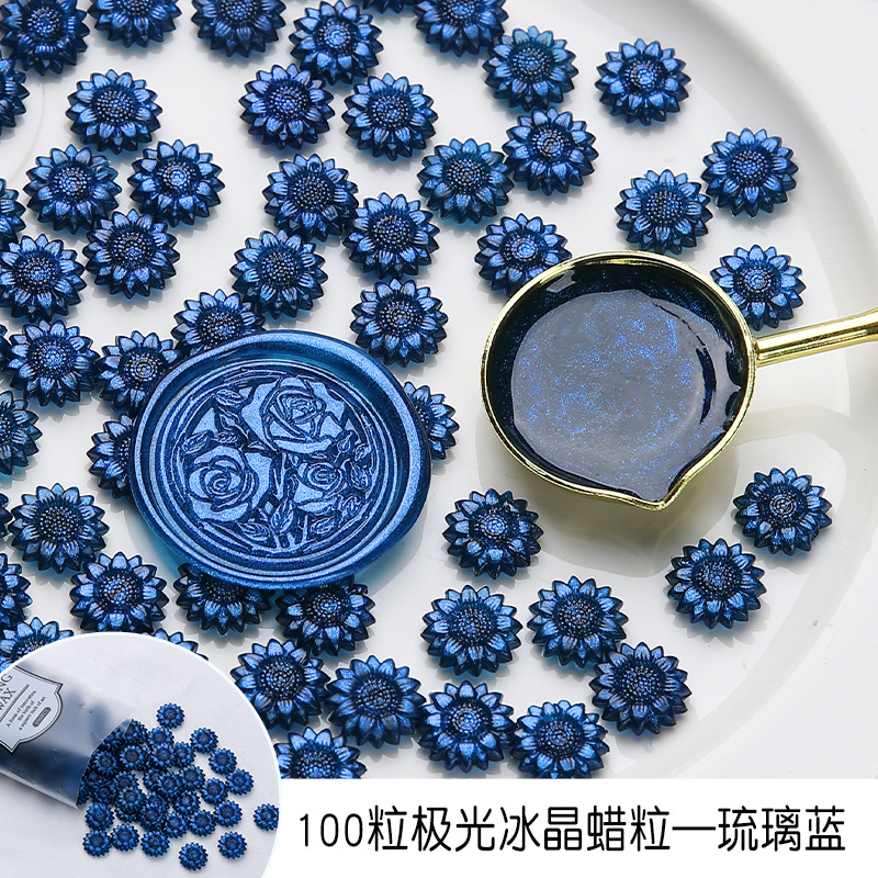 100 perles de cire Aurora Ice Crystal - Bleu Lapis Lazuli