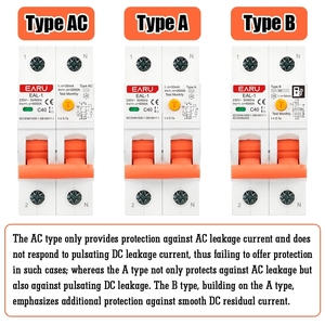 Disyuntor de corriente residual electrónico <span class=keywords><strong>2P</strong></span> 30mA AC A B tipo RCBO RCCB MCB sobre carga de protección contra fugas de corriente corta de carga de - Product Image 6