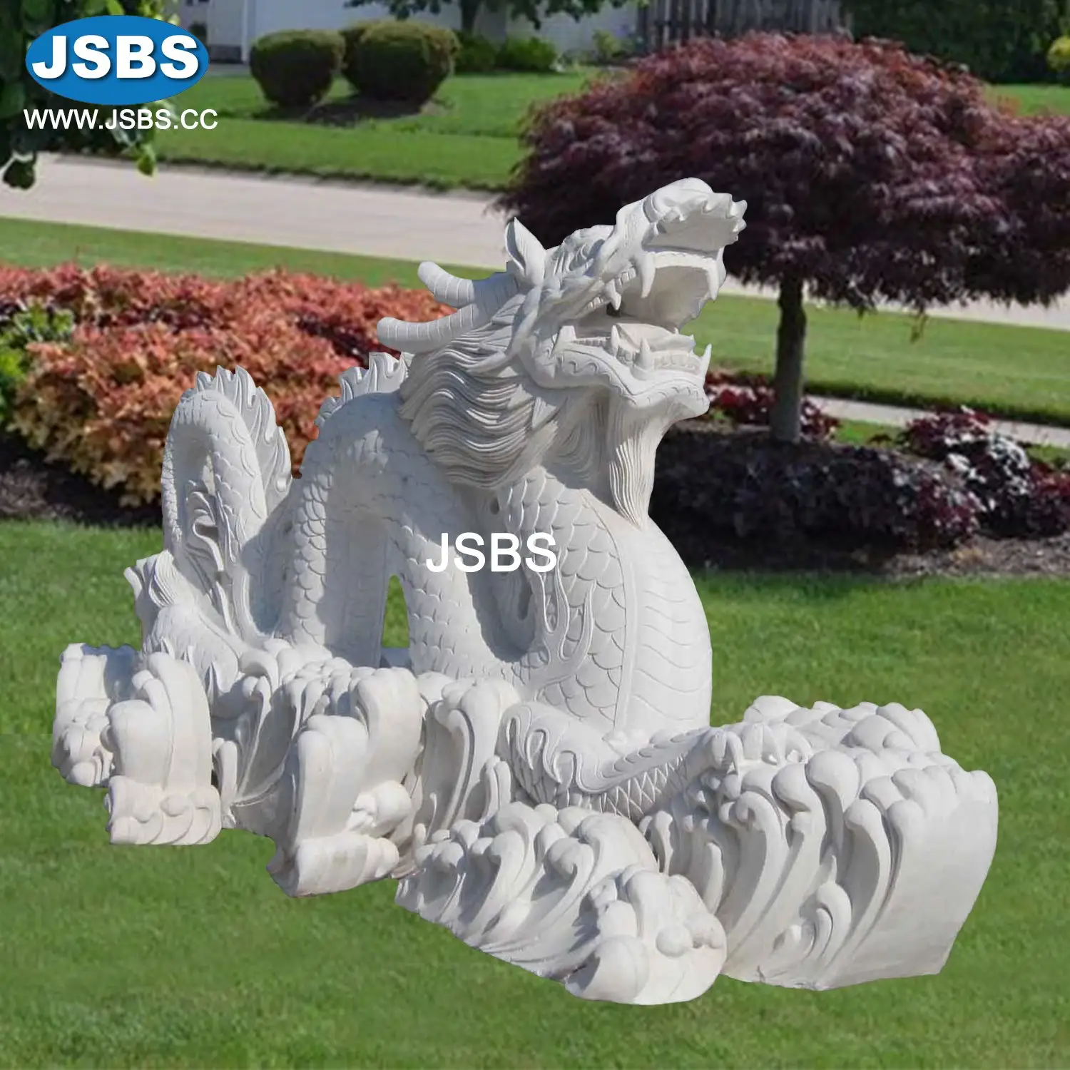 Escultura de estatua de dragón de estilo chino, piedra tallada a mano, jardín de mármol