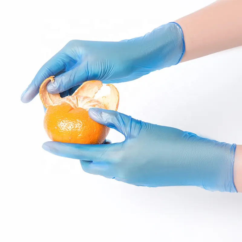 100 pièces/boîte gants en PVC Restaurant cuisine étanche gants de cuisine bleu jetable gants en vinyle sans poudre pour la manipulation des aliments
