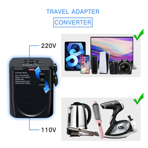 Adaptador de viaje Universal de 100-250V, enchufe eléctrico con 2 salidas USB, enchufe de extensión de cargador de corriente nominal 8A - Product Image 3