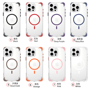 สำหรับ iPhone <span class=keywords><strong>16</strong></span> PRO MAX <span class=keywords><strong>SHELL</strong></span>-2มม. TPU, มุมที่ถอดออกได้, ปุ่มที่มีสีสัน, MAG ไร้สาย, B2B MOQ 10