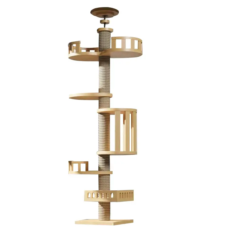 La torre dell'albero del gatto di lusso dal design unico è più stabile dal soffitto al suolo che consente ai gatti di giocare con fiducia