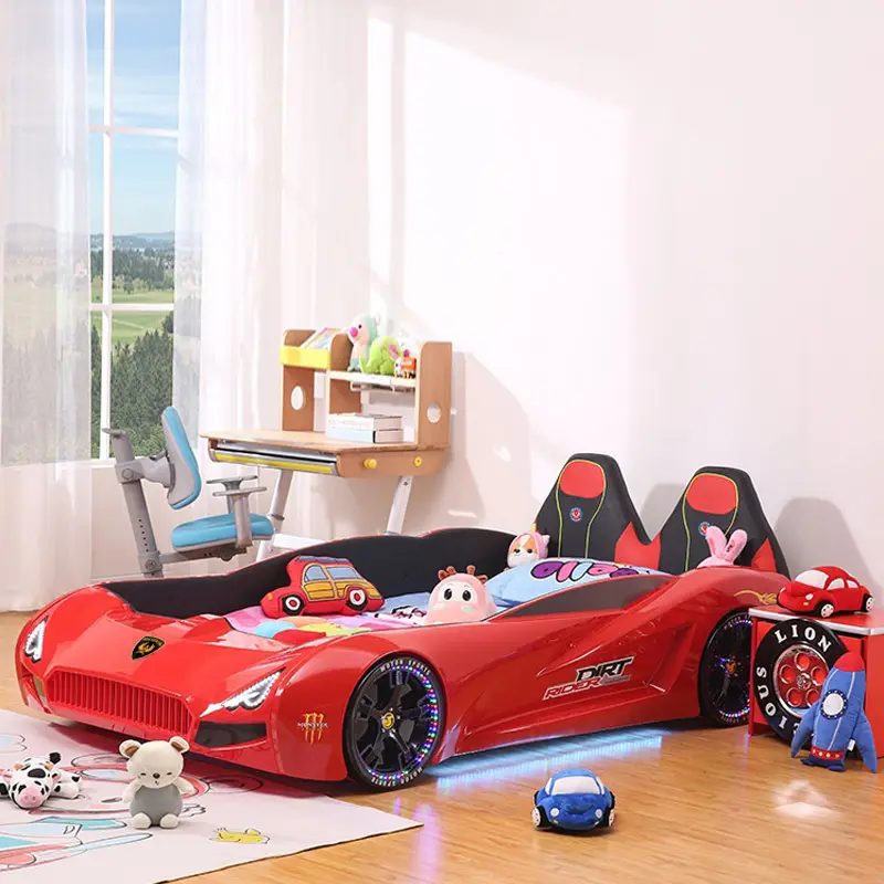 Xijiayi Meubels T3 Hoge Rug All-Inclusive Kinderen Auto Bed Kids Racing Bed Jongen Sport Auto Cartoon Bed fabrikant