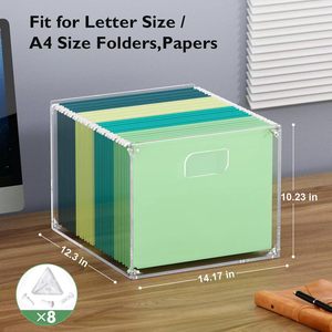 Caja de administrador de archivos colgantes de acrílico, organizador de carpetas multifuncional transparente con asa para almacenamiento y organización - Product Image 3