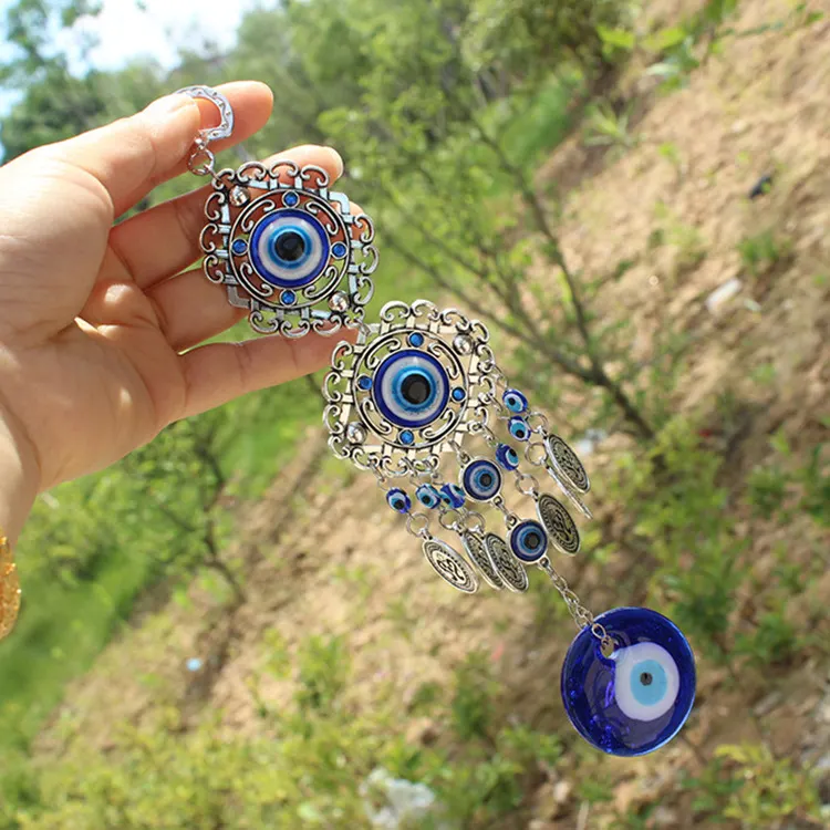 Decorazione del pendente interno dell'occhio blu turco decorazione della parete dell'occhio del diavolo che appende la decorazione domestica dell'occhio di vetro blu