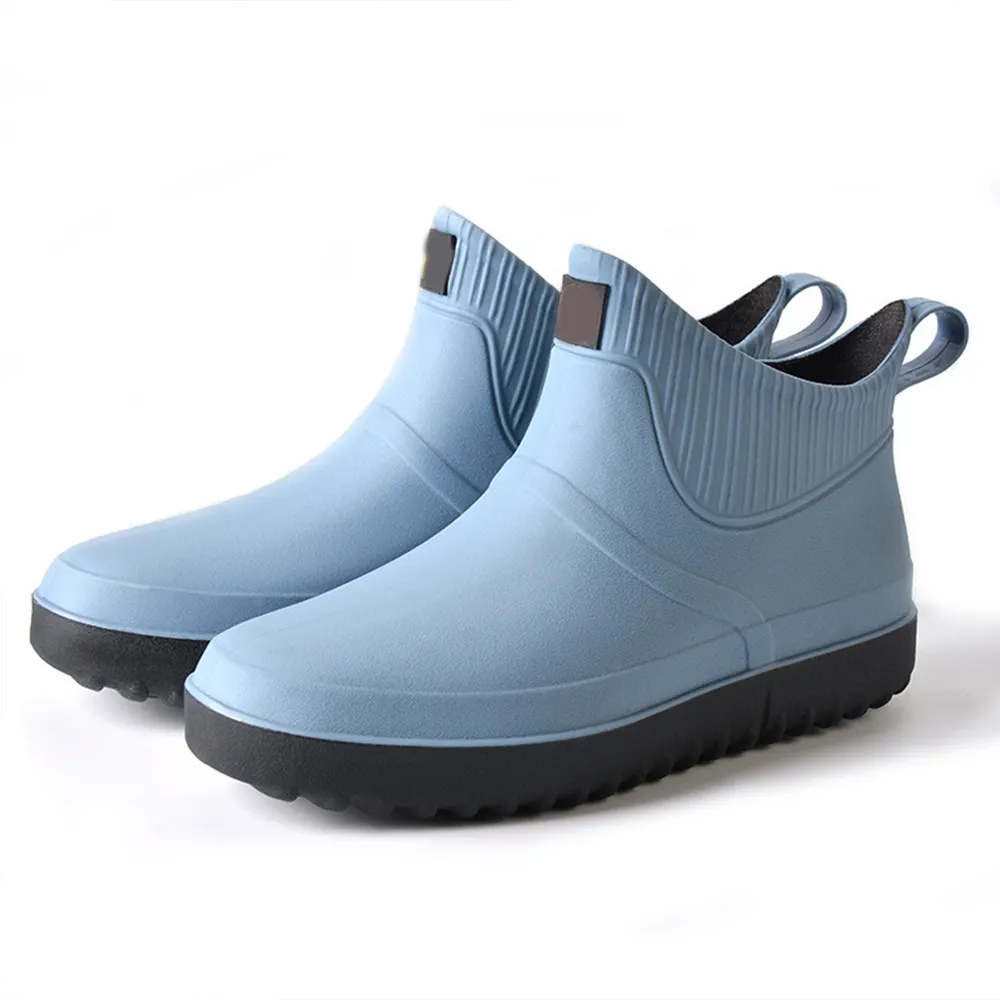 Zapatos de lluvia antideslizantes impermeables para hombre, Botas de lluvia de felpa a la moda para adultos, calzado corto de protección laboral, venta al por mayor