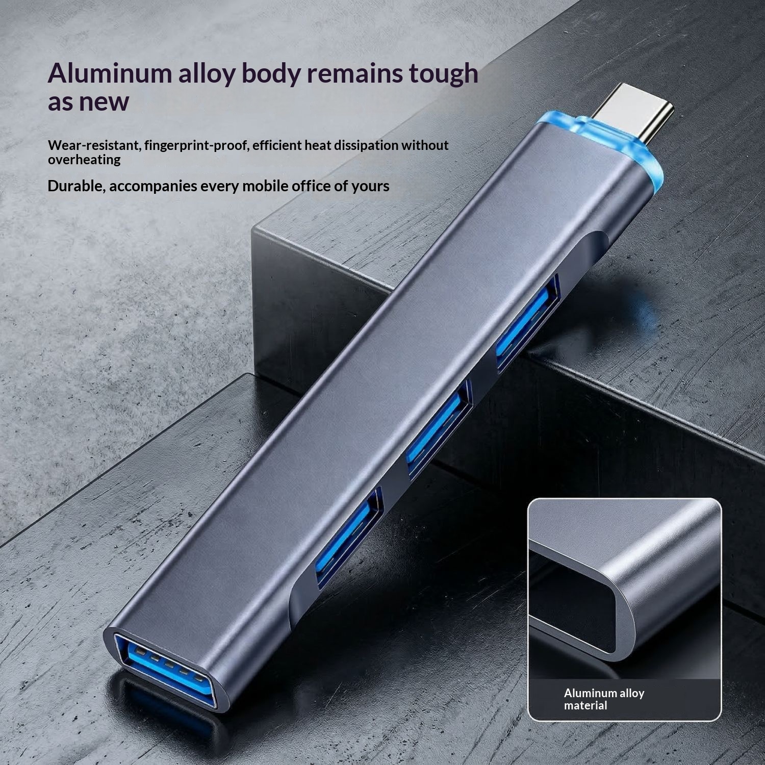 USB 30 to 4 USB ports with LED-silver