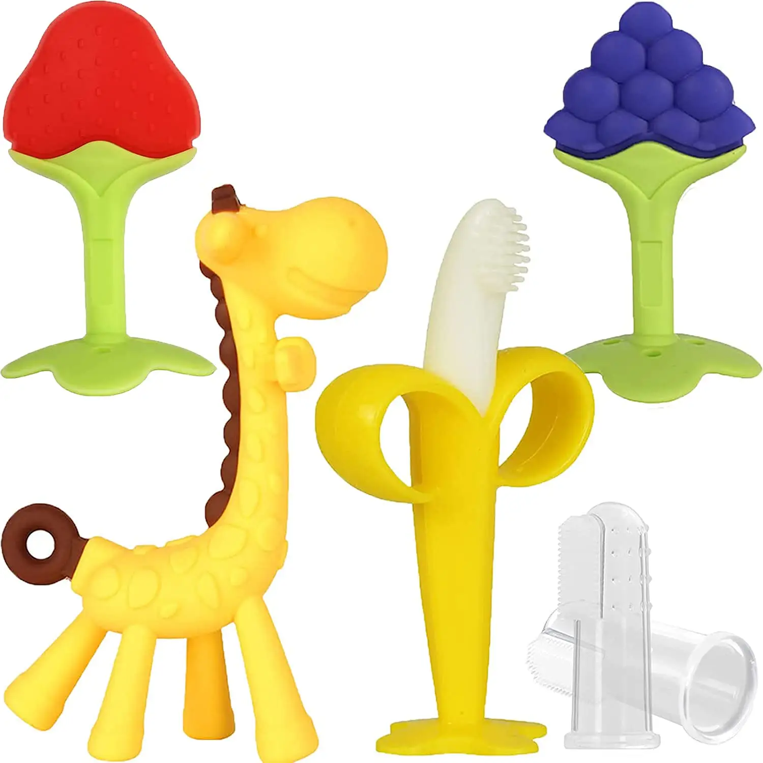 Amarelo girafa material macio imagem de animal, fácil de limpar, cordas arredondadas sem bpa, brinquedos de silicone, mordedor, brinquedos para bebês
