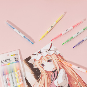 6 Color Double Eded Highlighter Cute Style 1MM and <strong>3MM</strong> <strong>Tips</strong> Easy to Color Highlighter for School Office Use - Product Image 4