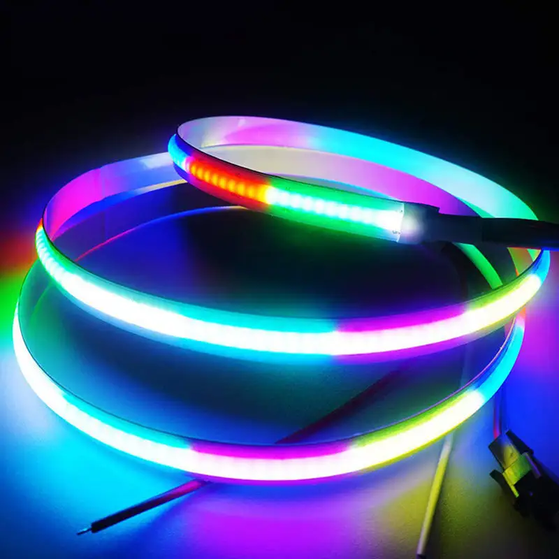 Droomkleur Rgbic Cob Led 10Mm Breed 12V 24V 5M Naadloze Adressable Cob Rgb Strip Licht 420Leds/M