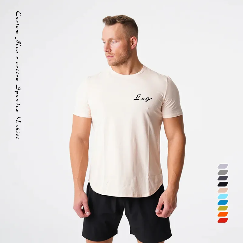 Kaus Oblong Katun Spandeks Polos Vintage Grafis Ukuran Plus Kaus Oblong Kebesaran Kaus Katun untuk Pria