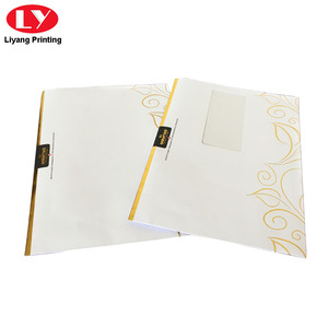 Customized C5 <strong>White</strong> Paper Gift Envelopes with <strong>Gold</strong> Logo Clear PVC Window Fancy Offset Cardboard Bag - Product Image 5