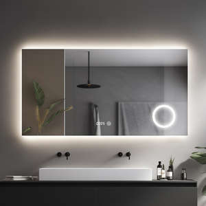 Fullkenlight放大镜浴室触摸屏时间显示除雾器浴室智能发光二极管镜 - Product Image 4