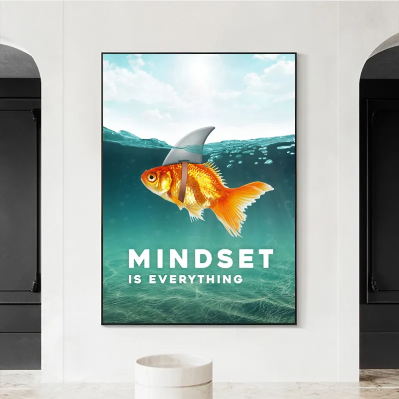 MINDSET IS all-pintura en lienzo con cita motivadora, Cuadros, carteles, impresiones, arte de pared, imagen para decoración de sala de estar